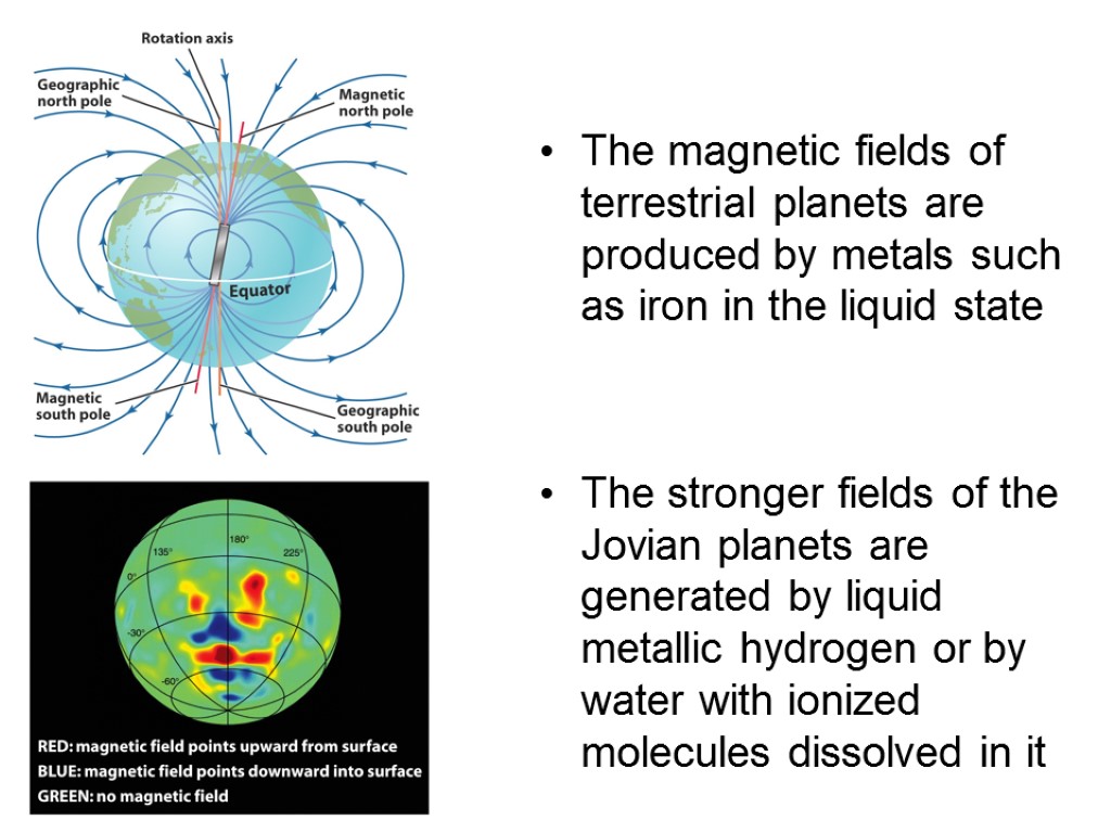 The magnetic fields of terrestrial planets are produced by metals such as iron in